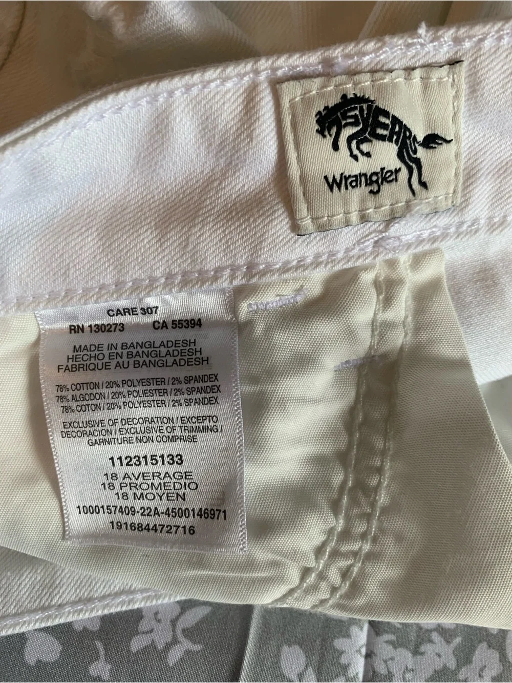 Wrangler mid-to-high rise white denim shorts